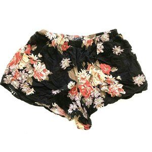 Brandy Melville Women's Shorts Size S Black Floral Casual Mini Short